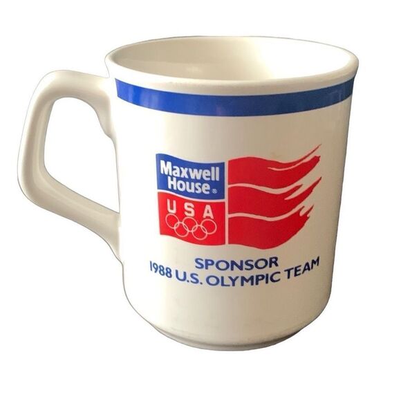 Vintage Maxwell House Coffee Mug Tea 1988 Calgary US Olympic Team Sponsor - Picture 1 of 10